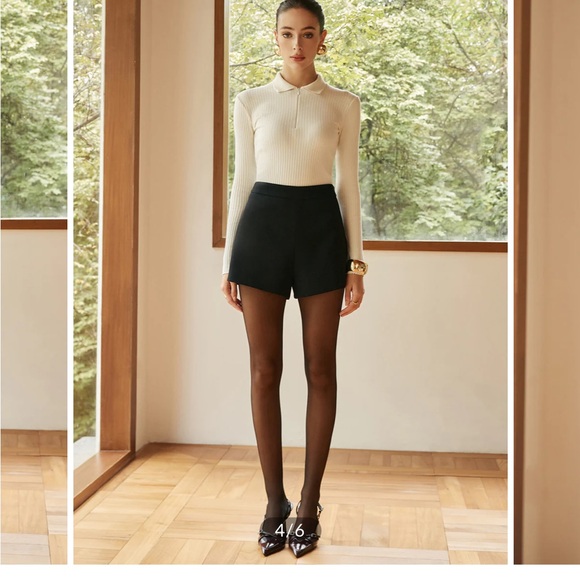 High-Waist Zipper Shorts - Black - Picture 5 of 5